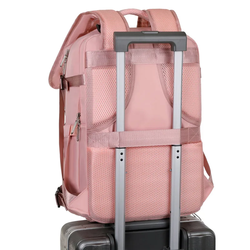 Cabin Size 180° Open Laptop Backpack for Women Minimalist School Travel Backpack with Shoes Compartment Waterproof Handbag
