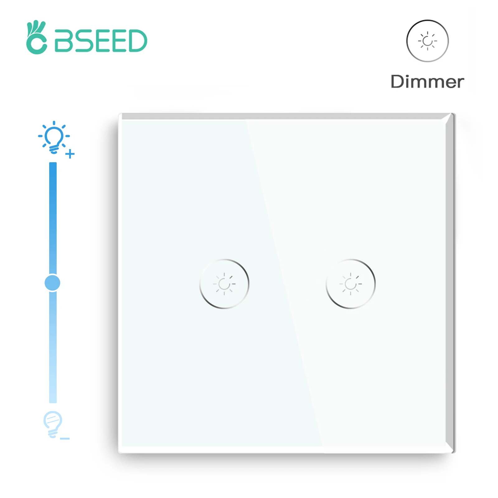 LED Dimmer Switch EU Touch 2 Gang 1 Way White Black Gloden Crystal