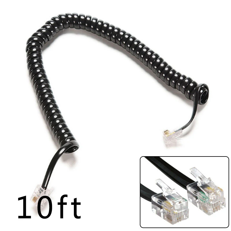 

300cm Long Telephone Cord Straighten Microphone Receiver Line RJ22 4P4C Connector Copper Wire Phone Volume Curve Handset Cable