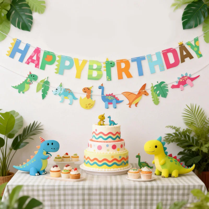 1 Set Transport-Auto-Dinosaurier Happy Birthday Girlande Banner DIY Flaggen Heim-Hängedekoration Geburtstagsparty-Geschenke Deko – Detail 5