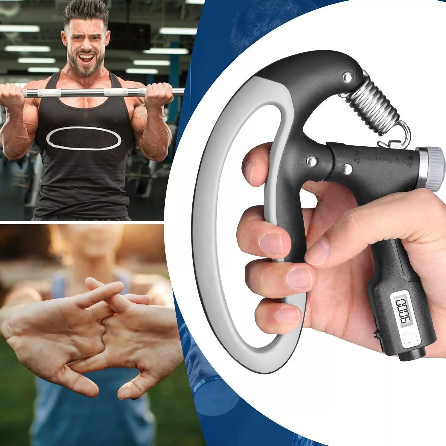 Hand Grip Strength Power Trainer Gripper Strengthener Adjustable Gym Exerciser