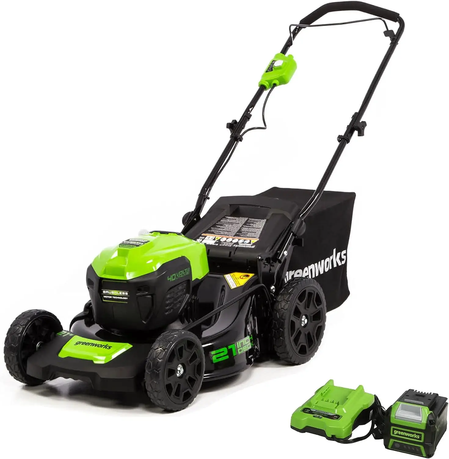 

Greenworks 40V 21" Brushless Cordless (Push) Lawn Mower (75+ Compatible Tools), 5.0Ah Battery and Charger Included USA