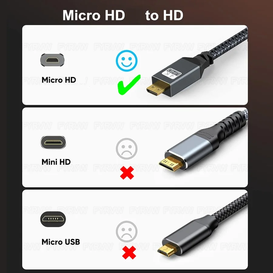 Micro HDMI-kompatibel mit HDTV-Kabel 4k für Gopro Held Himbeere Pi 4 Sony A6000 Nikon Yoga 3 Kamera Micro HDMI-kompatibles Kabel
