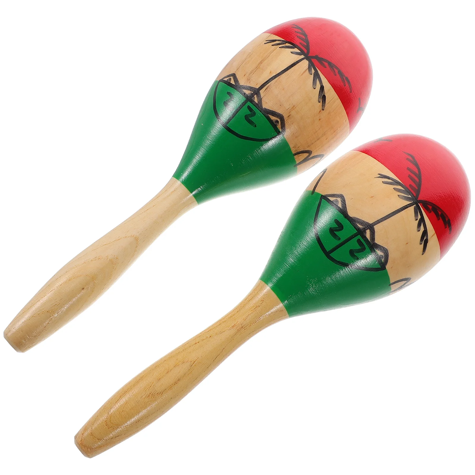 2 Pcs Wooden Maraca Kids Music Set ff Instrument Montessori Baby Girl Toys Percussion Shekere Musical Instruments