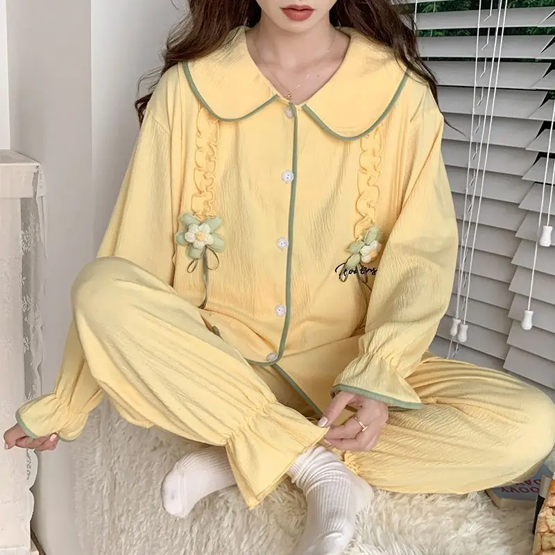 Confinement Clothing Pure Cotton Female Spring Autumn Postpartum Nursing Clothing Women Thin Absorb Sweat Breathable Pajamas