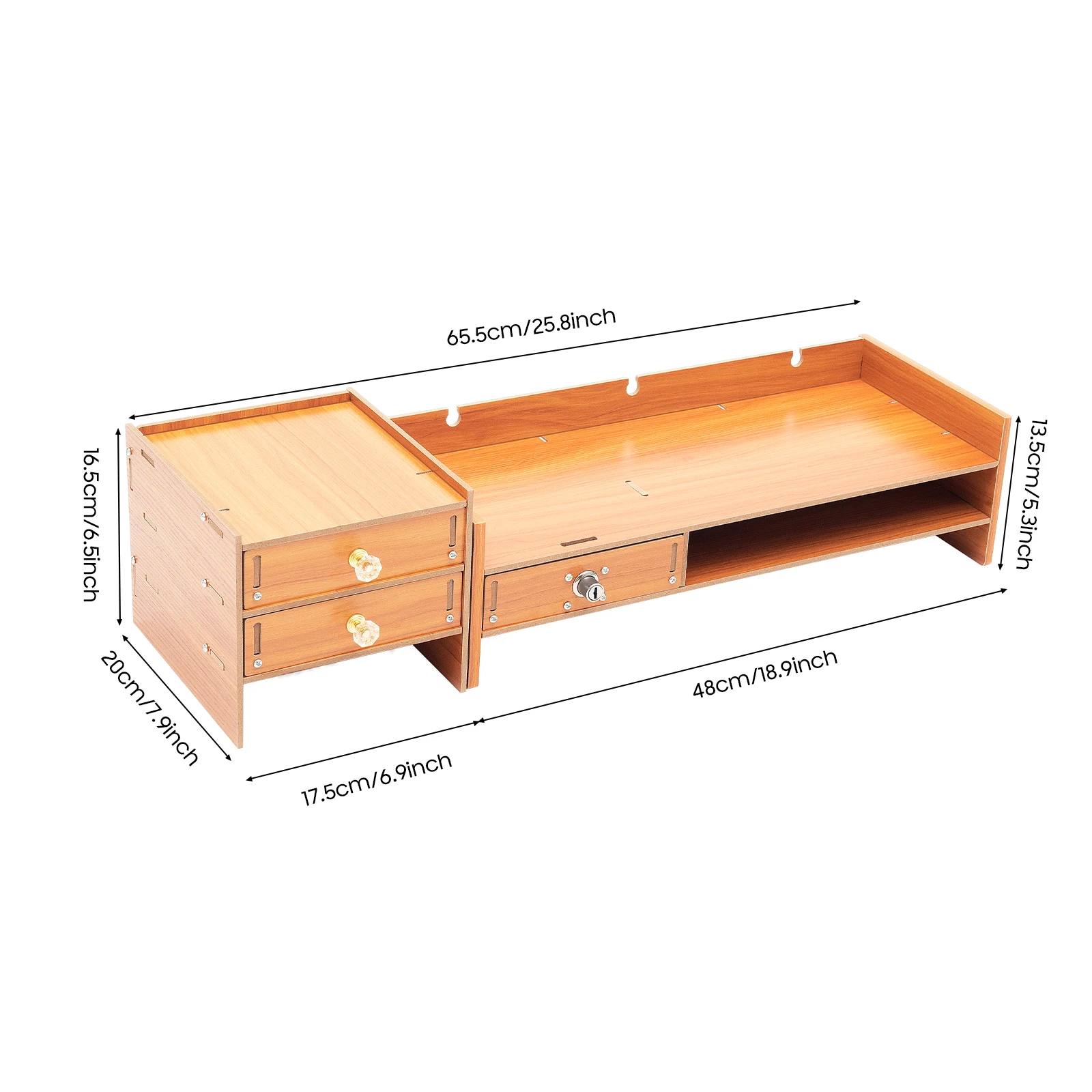 Computer-Monitorständer, multifunktionaler Computer-Aufbewahrungsorganisator mit 4 Schubladen, 2-stöckiges Computerregal für Studium, Büro, Schreibtisch – Detail 9