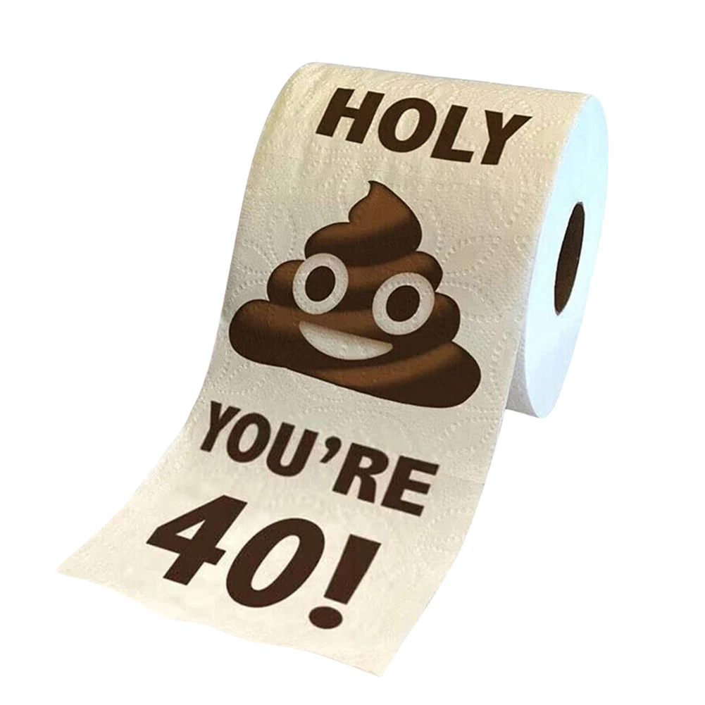 Poop baskılı tuvalet kağıt rulosu komik Poop yüz tuvalet kağıdı havlu doku kağıt 21/40/50/80th doğum günü hediyeleri cadılar bayramı dekorasyon