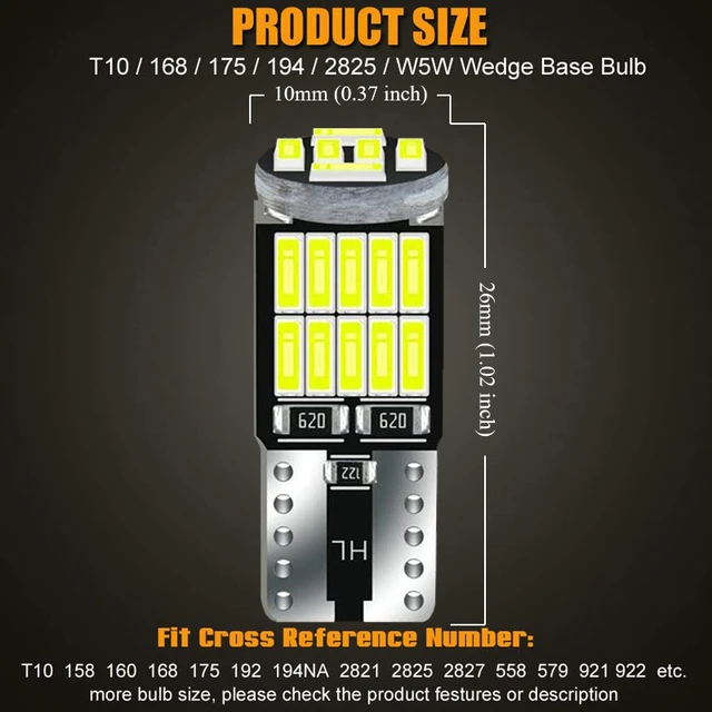 Acheter Ampoules Led W5W T10 Canbus 4014 26SMD 6000K 168 194 Led