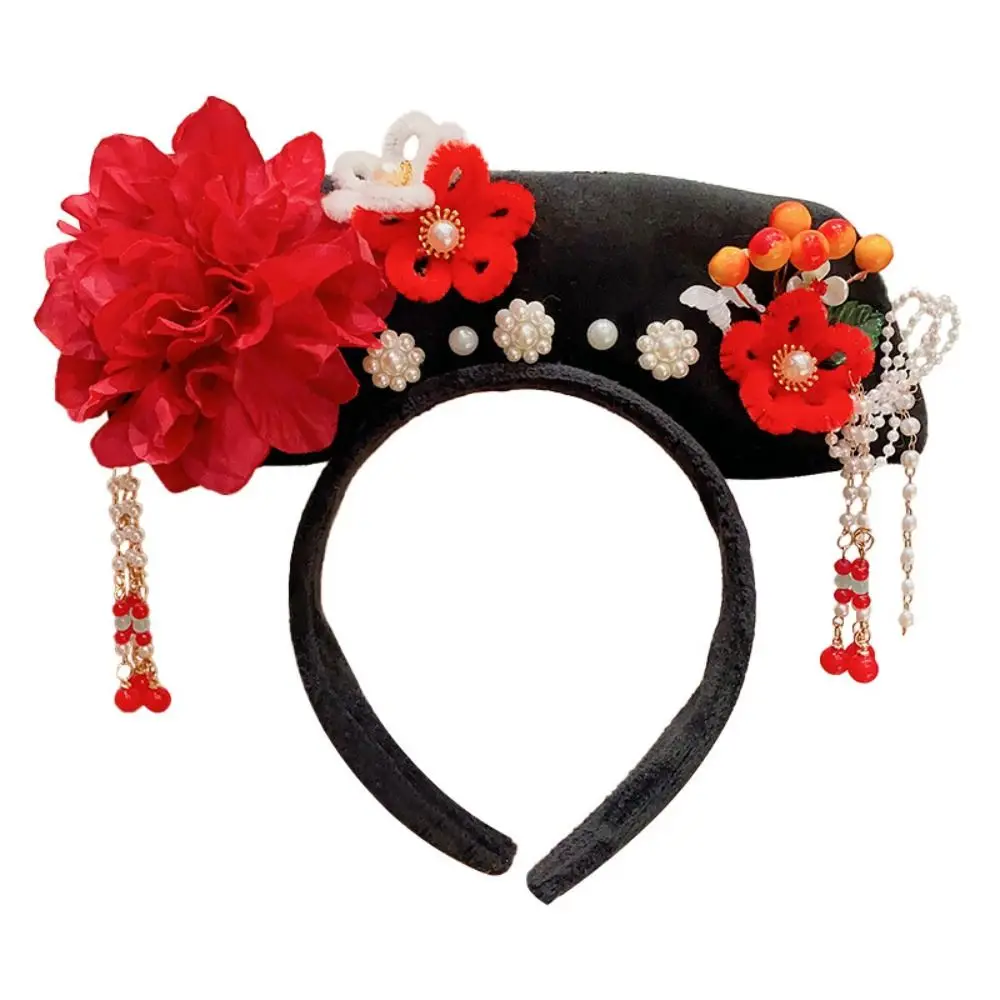 Flower Chinese Style Headwear Bow Pearl Ancient Style Headband Princess Hair Hoop Antique Headband Hanfu Hair Clip Children