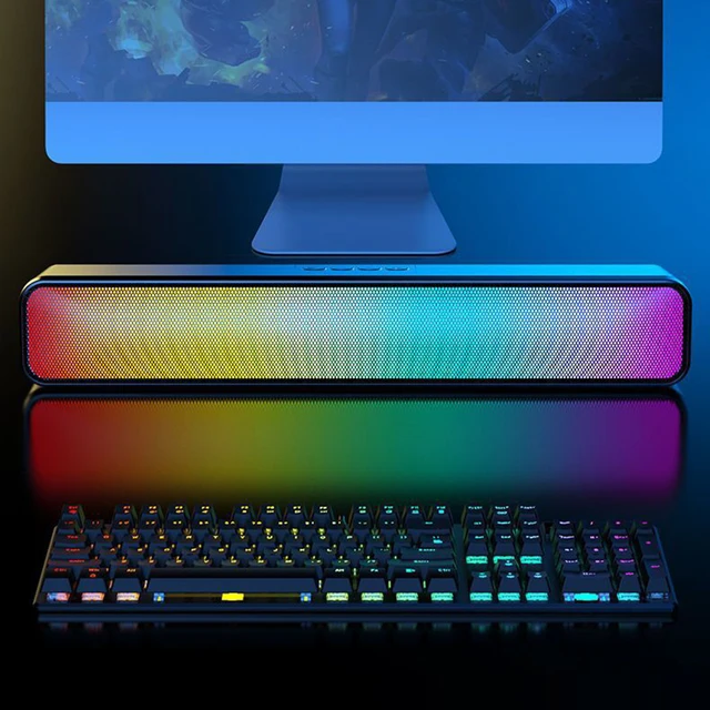 RGB Wireless Speaker Bluetooth-Compatible Portable Mini Loudspeakers with Subwoofer Desktop Speaker Double Speaker for PC Laptop 3