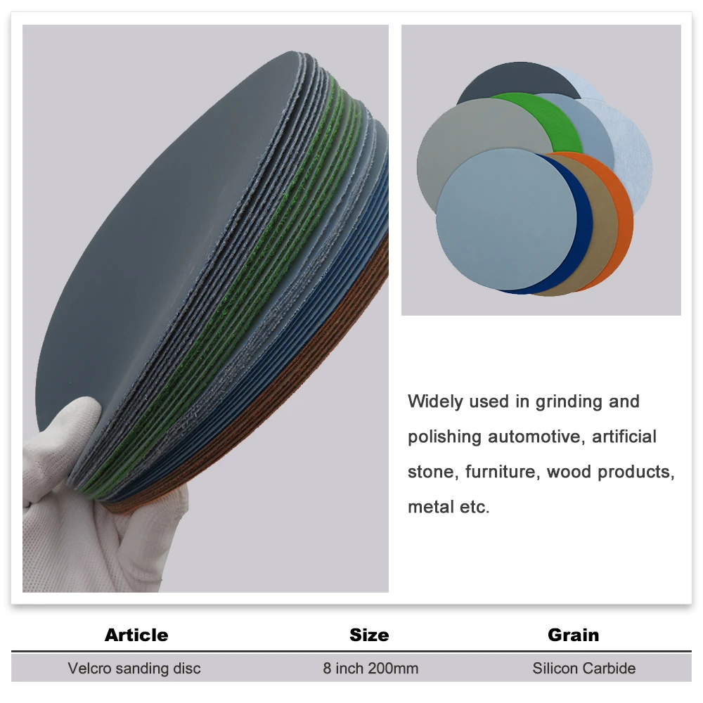 1 sheets Sandpaper - 8Inch 200MM Sanding Discs Silicon Carbide 60-10000 Grits Hook and Loop for Polishing & Grinding PSA