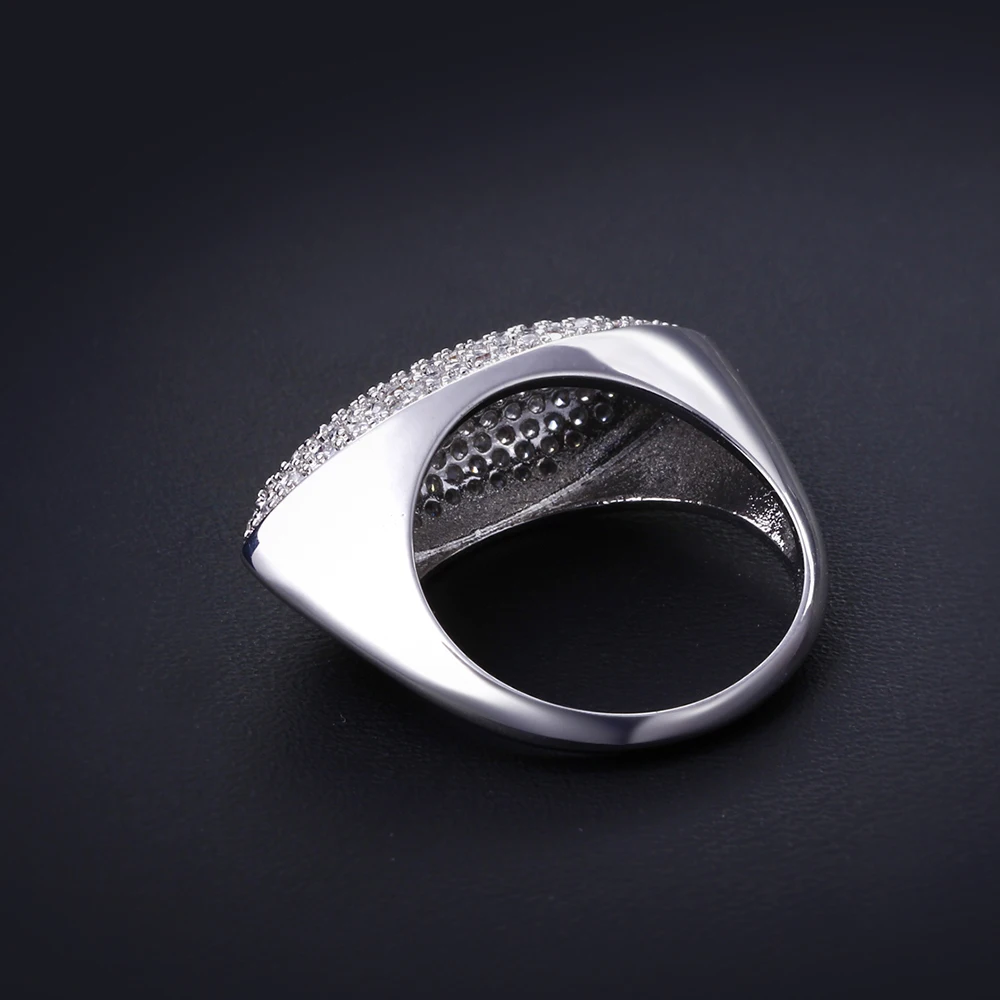 Big Discount Long Oval Shape ring Micro Pave Shiny Cubic Zircon Real Rhodium Plating Luxury Trendy Jewelry For Women