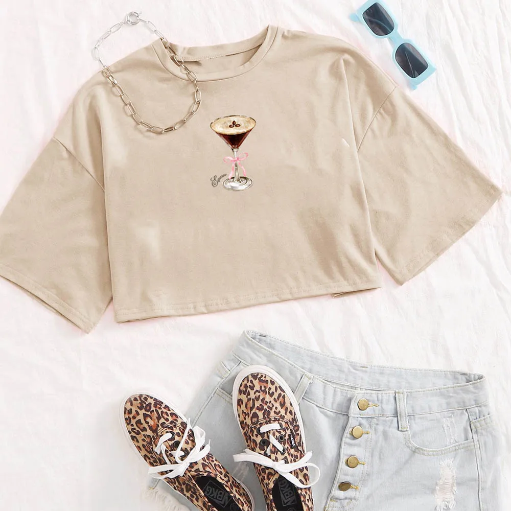 Sabrina Carpenter Espresso Album Crop Tops Sabrina Carpenter Music Gift for Fan Harajuku O-Neck Short Sleeves Crop Tops 4