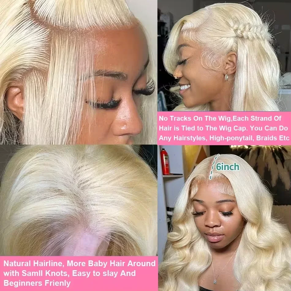 220% Density Human Hair Wigs Blonde 613 Lace Front Wigs 13x4 Body Wave Human Hair Lace Frontal Wig Brazilian Hair Wigs for Women 4