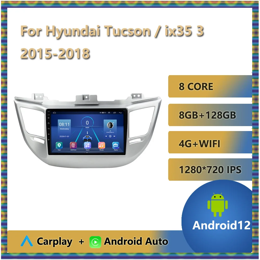 

Автомобильный радиоприемник Android 12 для Hyundai Tucson / ix35 3 2015 2016 2017 2018 мультимедийный видеоплеер навигатор GPS Carplay Bluetooth BT
