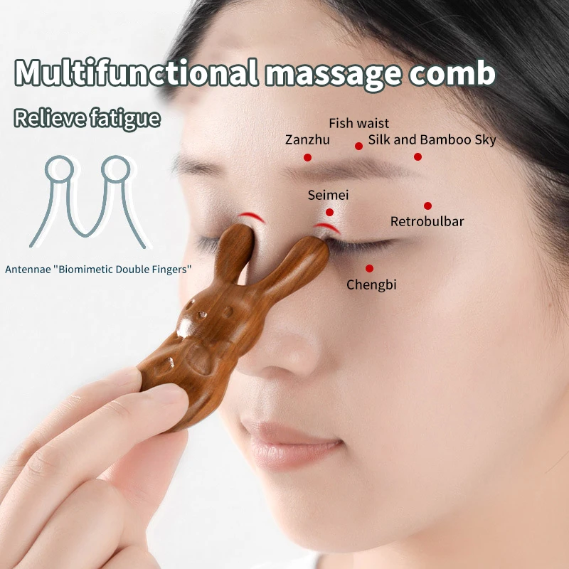 

1Pcs Golden Sandalwood Massage Comb Rabbit Shape Nose And Eye Acupoint Massage Comb Relieve Rhinitis Promote Blood Circulation