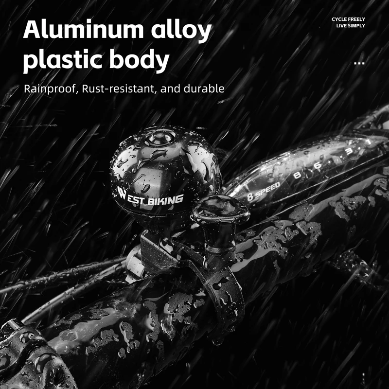 WEST BIKING Bicycle Thumb Bell Lightweight Aluminum Alloy Waterproof Cycling Bell MTB Road Bike Horn Safety Warning Alarm Bells