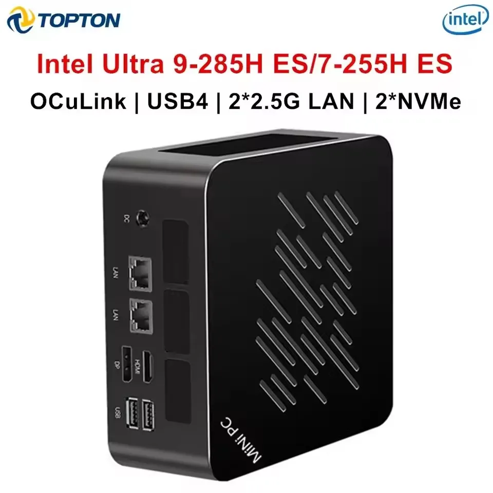토폰 미니 PC 게이머 인텔 울트라 9 285H ES 7 255H ES 5 235H ES OCuLink USB4 2x2.5G LAN 2xNVMe 데스크탑 컴퓨터 윈도우 11 WiFi6E