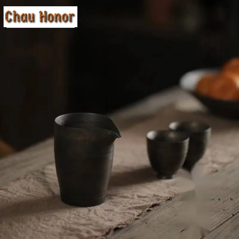 240ml Handmade Thin Tire Tea Pitcher Zen Rust Rough Pottery Sharing Pot Cha Hai Coffee Justice Cup Tea Items Decoration Supplies