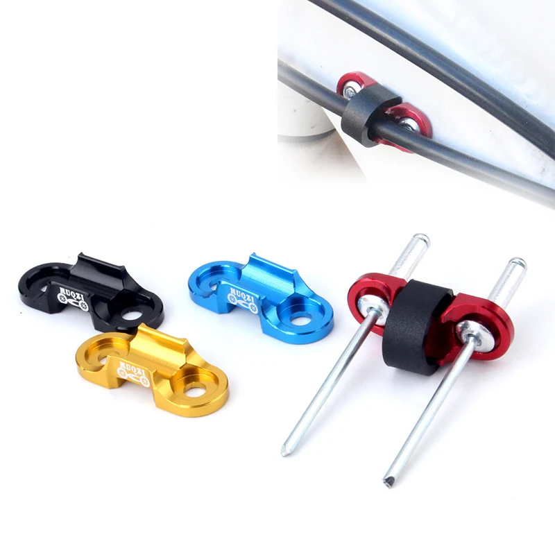 Bicycle Brake Line Cable Holder Clips Aluminum Alloy Cable Guide MTB Bike Brake Line Holder Clips Wire Adapter Cycling Accessory bicycle adjuster bolt line regulator road cyclists shift mid section 2pcs adjuster aluminum alloy bike brake cable