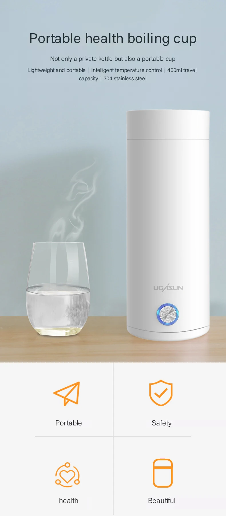 Multi-function Vacuum Thermos Coffee Cup Charging Boiler Mini Travel Portable Water Bottle Sport Kettle Electric Kettle