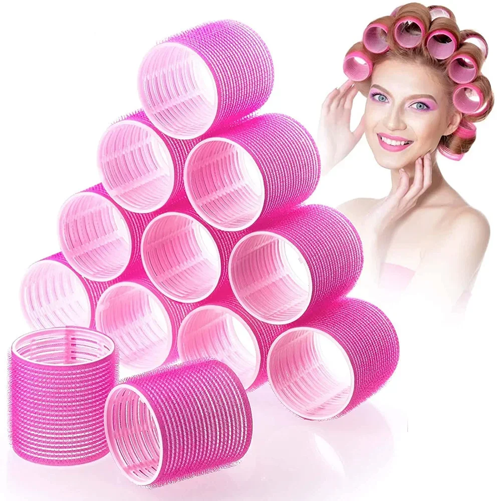 Self-Grip Hair Rollers Heatless Hair Curlers No Heat Bang Volume Self-adhesive Hook & Loop DIY Styling Tool Random Color for hair styling tool,hair curling tools
