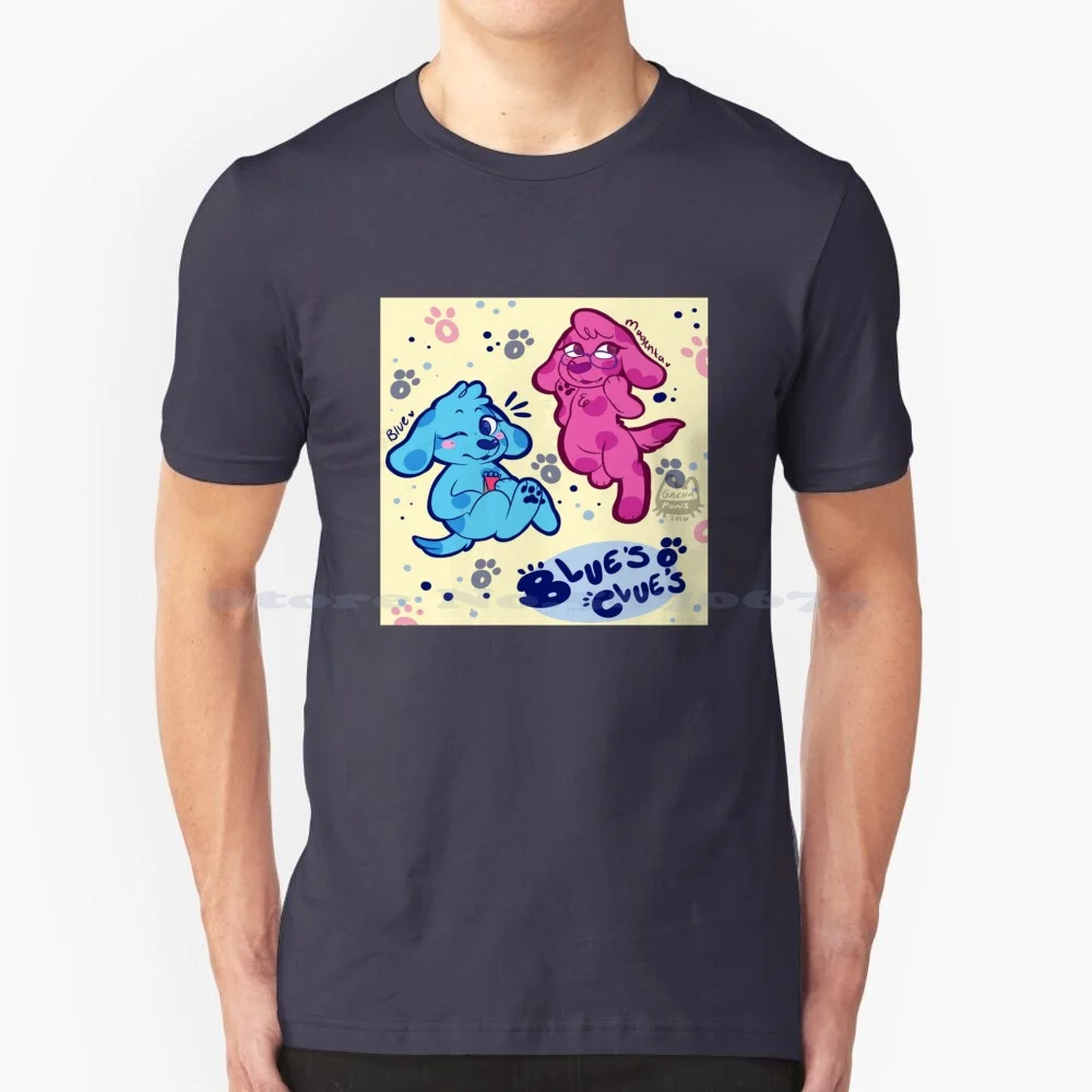 Blues. T Shirt 100% Cotone Tee Blues Incues Cartoon Dog Paw Steve Nick Jr Infanzia Anni '90 Cute Kids Pepper Salt Face Colorful