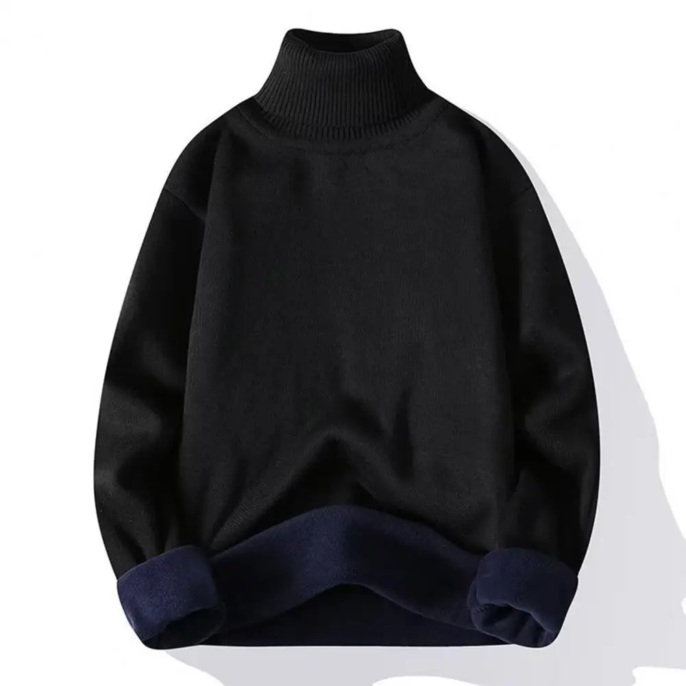 

Winter Men Sweater Cozy Men's Winter Sweater Thick Knitted High Collar Cold Resistant Elastic Soft Plush Pullover Autumn Fashion