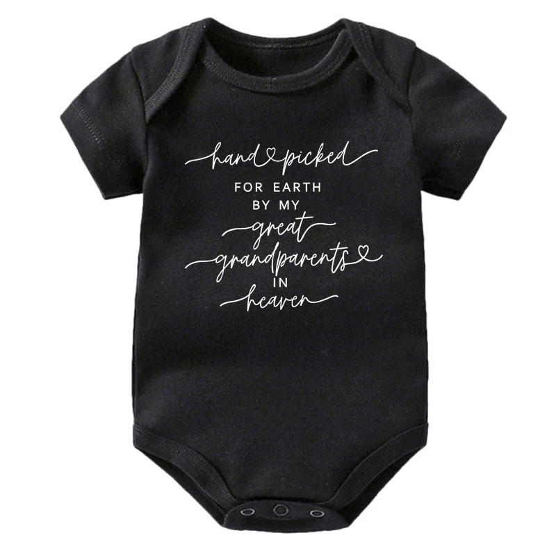 New Hand Picked For Earth By My Great Grandparents in Heaven Baby Rompers Boys Girls Bodysuits Clothes Baby Shower Gift 4