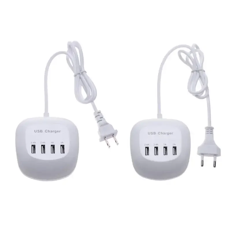 White 4 Port USB Charging Station Quik Charge 5V 1A / 2.4A Fast Charger Universal Adapter AC Power Cable for iPhone iPad Xiaomi sunshine ss 309wd usb charger 8 port multi quick charge mobile phone chargers adapter fast charging station for iphone tablet