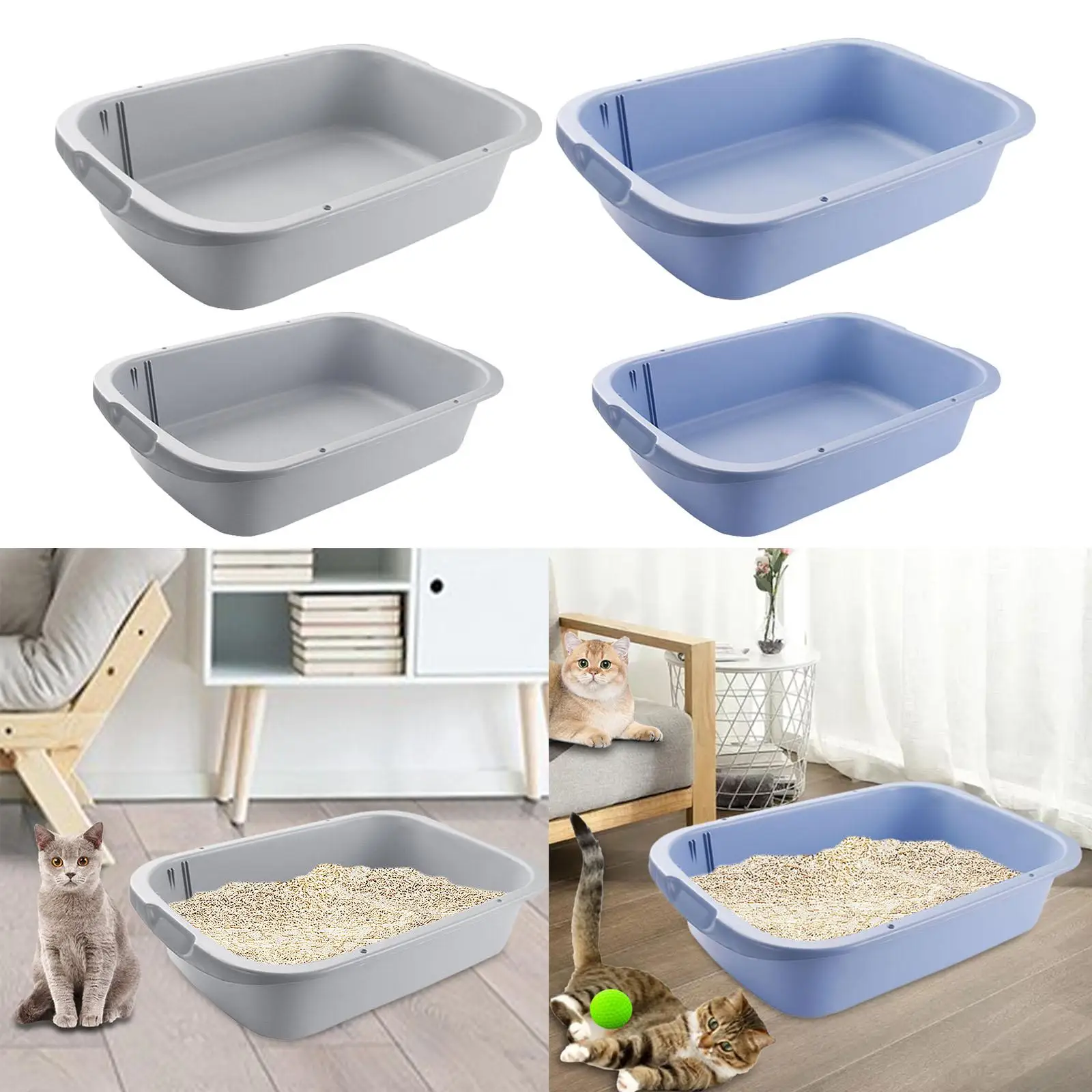 Pet Litter Tray Potty Toilet Deep Loo Bedpan Open Top Cats Litter Box High Sides for Cage Kitten Bunny Indoor Cats Hamsters