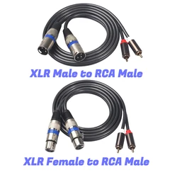 Premium 2RCA to 2 XLR Audio Cable with Durable Metal Shell for Amplifiers and Home Theaters (2in1 mixed)