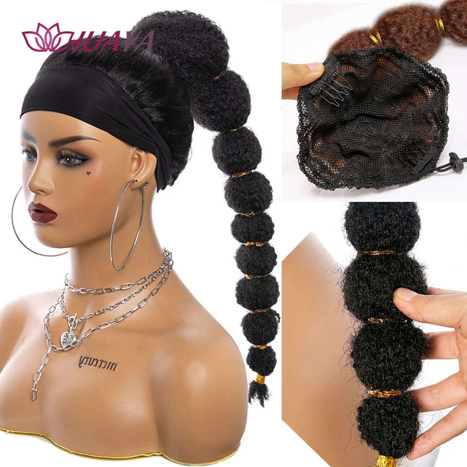 Synthetic Hairpiece Ponytail Hair Extension for Black Women Afro Puff Kinky  Curly Horse Tail Clip in Drawstring Fake Pigtail