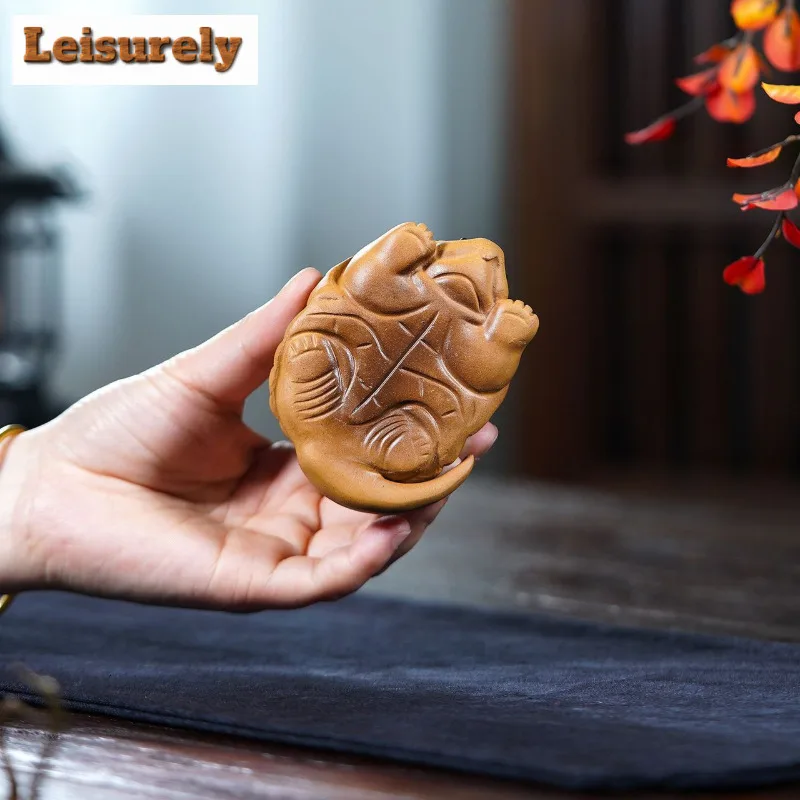 Yixing Zisha Fortune Turtle Tea Pet Luxury Tea Spirit Tea Figurine Play Toys Tea Statue Ornaments Can Be Raised Drinkware Gift