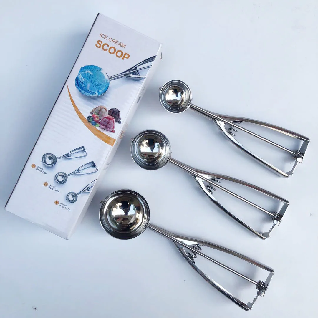 Cookie Scoop Set, Tuilful Ice Cream Scoops Set of 3 with Trigger, 18/8  Stainless Steel Cookie Scoops for Baking, Include Large-M - AliExpress