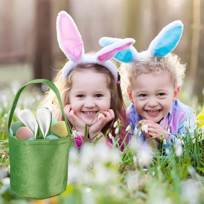 1-20PCS Rabbit Ear Easter Basket Bunny Handbag for Party Gift Easter Egg Candy Holder Holiday Decor Organizer Decorations