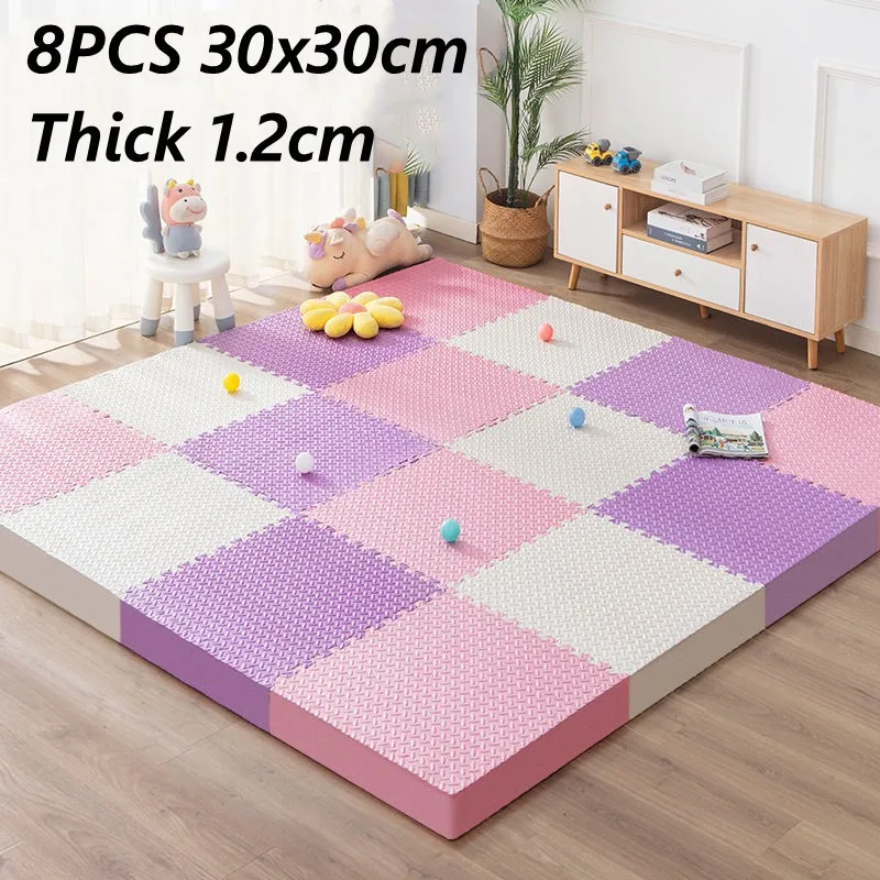 Baby Play Mat 8PCS 30x30cm 1.2cm Thick Gym Floor Noise Activities