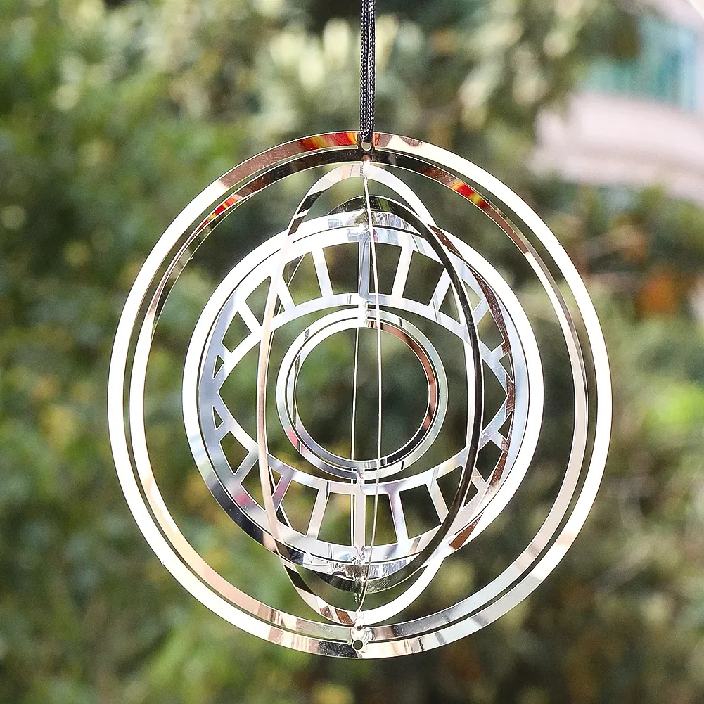 Elevate Your Outdoor Space with a 3D Flowing Wind Spinner - Stainless Steel Mirrored Hanging Decor