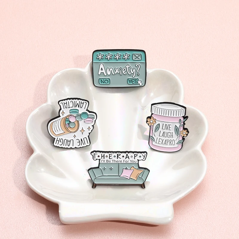 LIVE LAUGH Toaster Bad Emaille Pins Therapie Angst Anti-depressivum Abzeichen Revers Broschen Mental Health Schmuck für Freunde – Detail 4