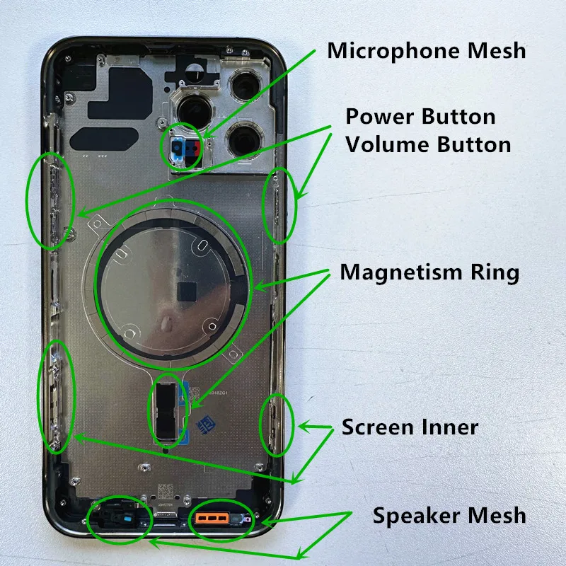 European Version Replacement Housing for iPhone 13 Pro Rear Middle Frame 13Pro Back Glass Cover with Battery Sticker Parts