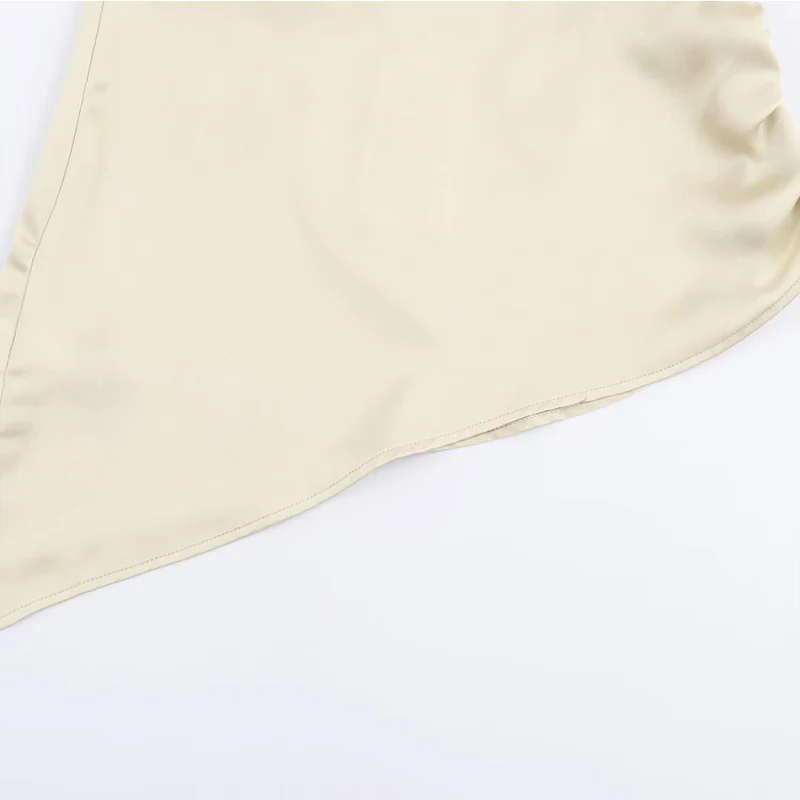 New Halter Tops Fashion Satin Elegant Crop Top Woman 2025 Sleeveless Ruched Short Tops For Women Backless Sexy Party Tops ﻿