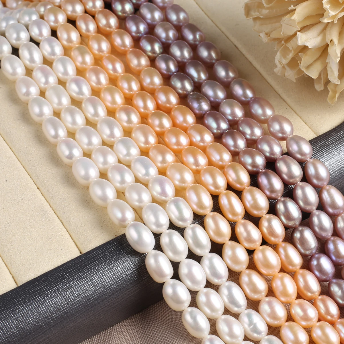 Natural Freshwater Pearl Rice Beads AAA Grade High Quality 36cm Loose Beads for DIY Women Necklace Bracelet Jewelry Making 8-9mm