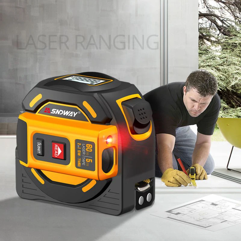 SNDWAY SW-TM40 TM60 Digital Rangefinder Laser Tape Measure Professional Range Finder Laser Distance Meter 2 in 1 Electric Ruler