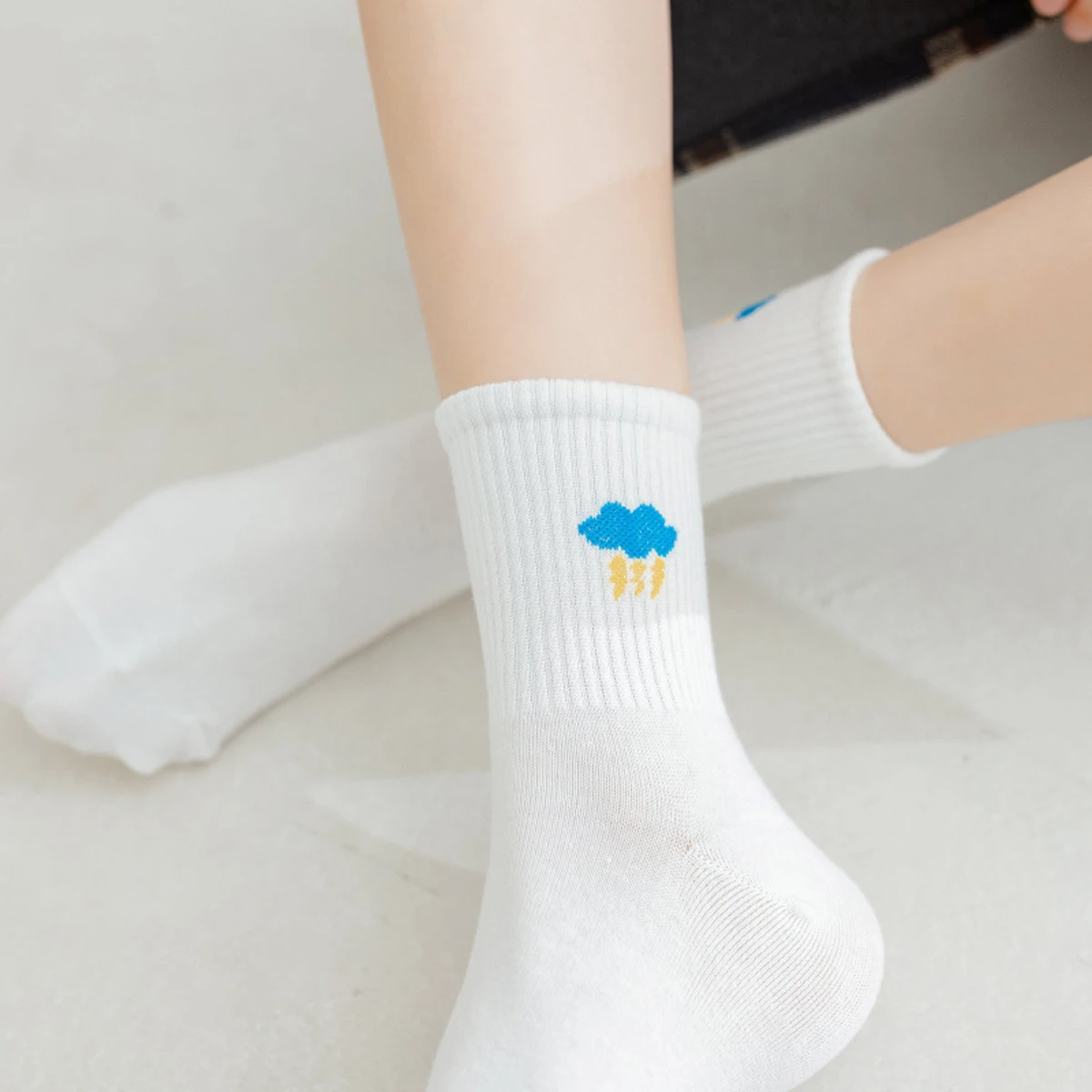 5 Paare/los Damenmode Baumwollsocken Niedliche Happy Crew Socken für Damen Skateboard Sport Baumwollsocken – Detail 5