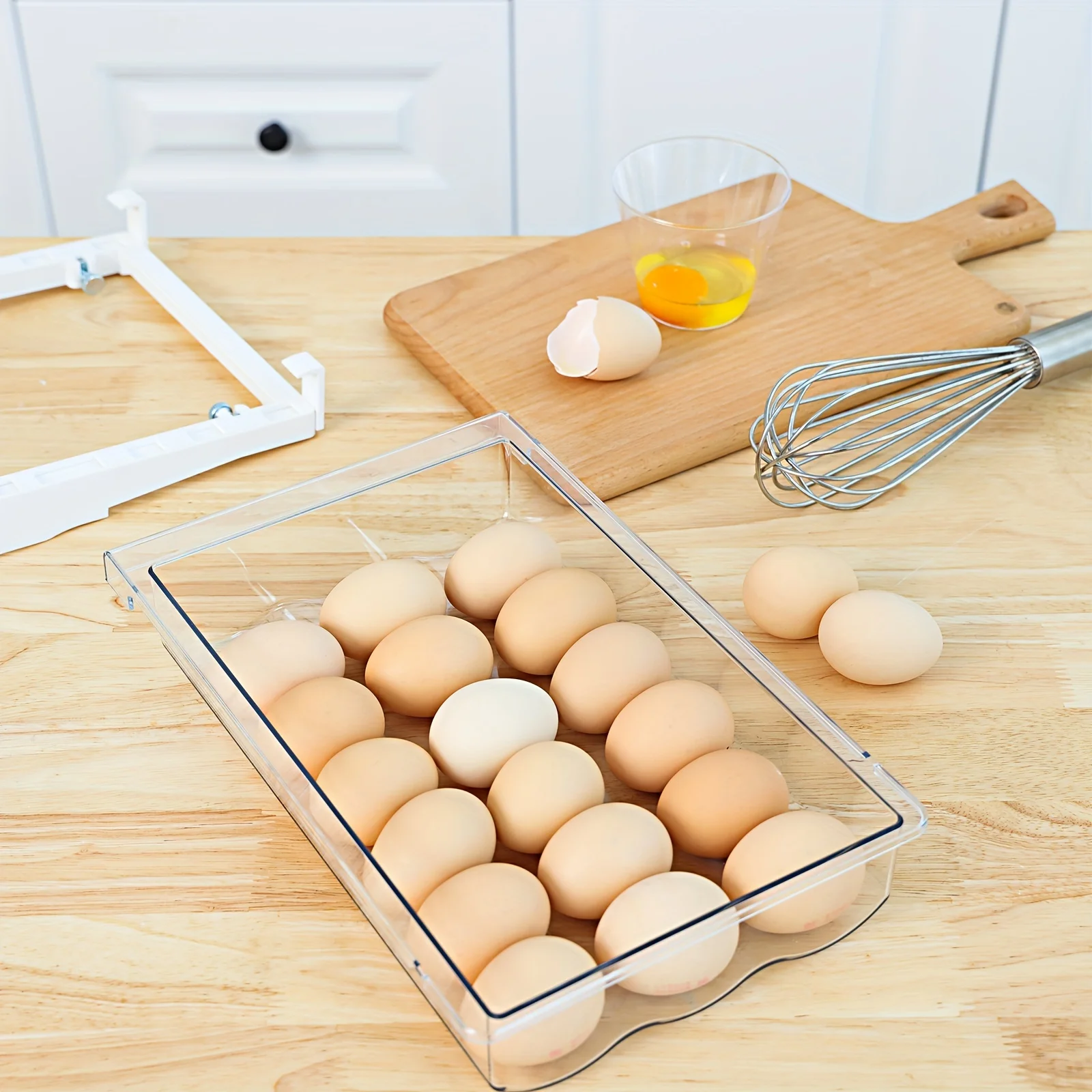 

1pc Egg Basket, Household Drawer Type Egg Holder, Single Layer Egg Storage Container, Durable Egg Drawer Organizer Holder Trays,