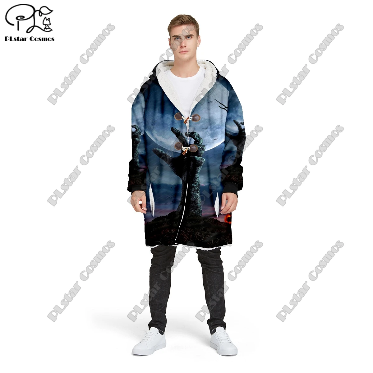 3D printing Halloween horror ssheng skull theme pocket cape coat latest casual unique streetwear unisex winter new arrivals