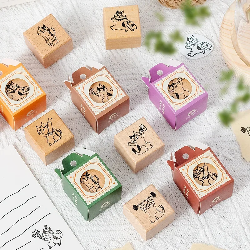 Cute Cat Decoration Stamp 1Pc Wooden Rubber for Scrapbooking wax seal stamp,alphabet stamps,wooden stamps,decorative stamps,children stamps,privacy shield stamp,childrens seal,teacher seal,seal roller coder