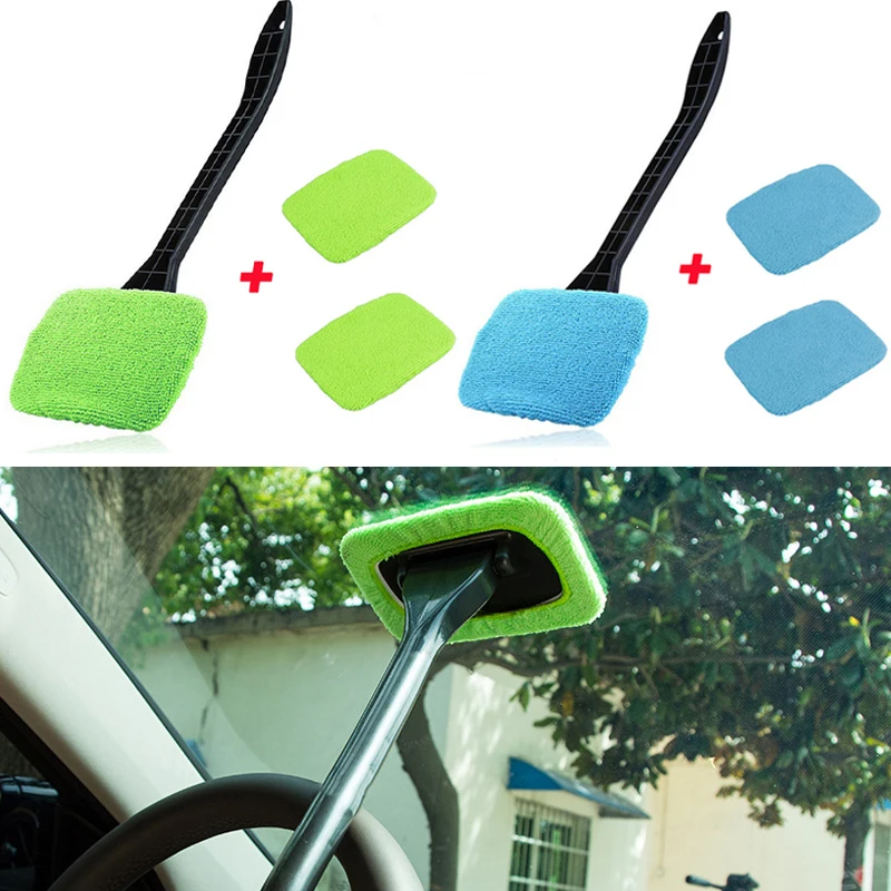 Car Window Cleaner Brush Kit Windshield Cleaning Wash Tool Inside Interior  Auto Glass Wiper With Long Handle Car Accessories - AliExpress