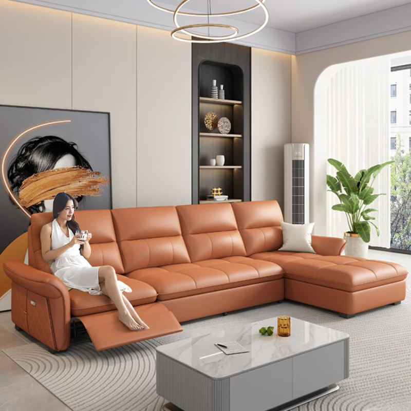 

First-class leather sofa bed cabin folding dual-purpose living room, electric multi-functional size apartment, modern and simple
