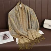 Women National Style Flower Pattern Scarf Jacquard Pashmina Cashmere Tassel Classic Shawl Coldproof Warm Neck Protection 6